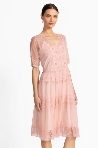 Johnny Was MEZZA BEADED MESH DRESS