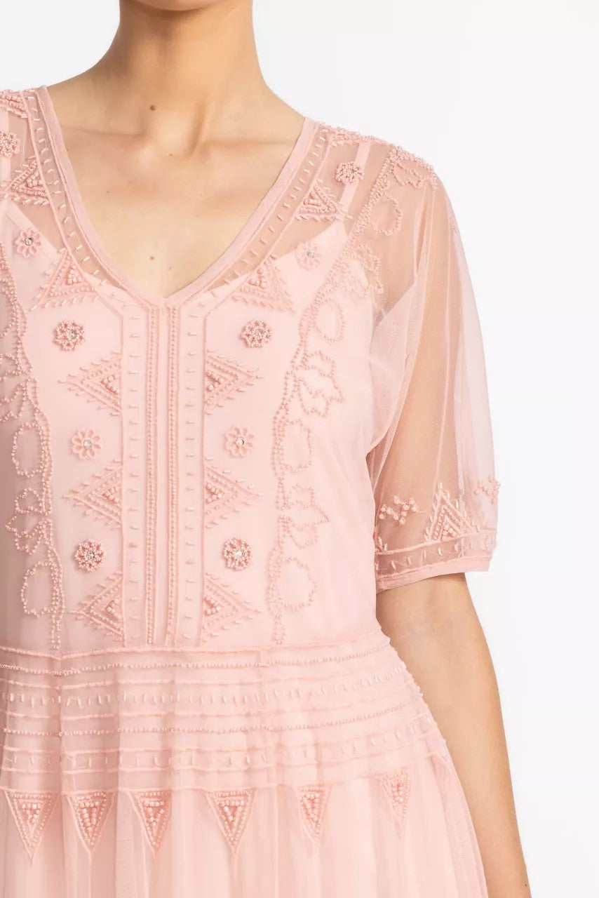 Johnny Was MEZZA BEADED MESH DRESS