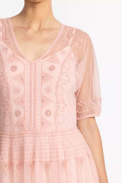 Johnny Was MEZZA BEADED MESH DRESS