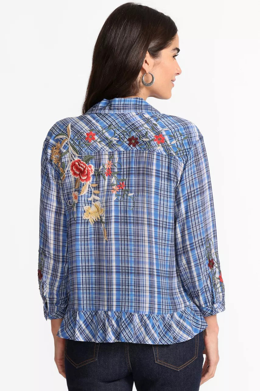 Johnny Was PEPLUM RUFFLE HEM SHIRT