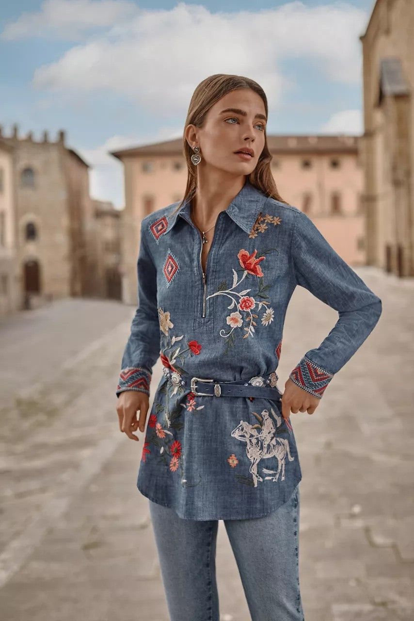 Johnny Was ZIPUP SHIRT TUNIC