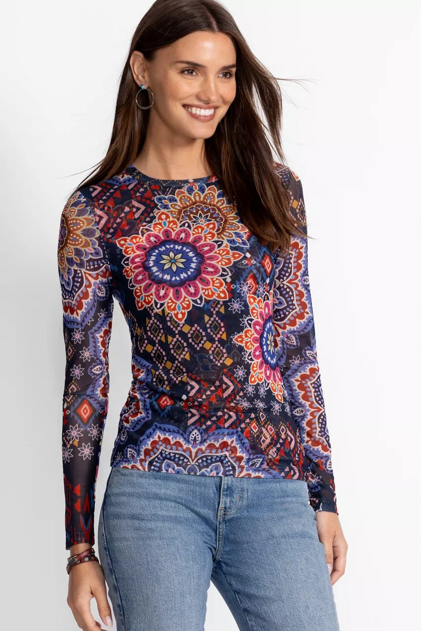 Johnny Was NATALIE LONG SLEEVE MESH TEE