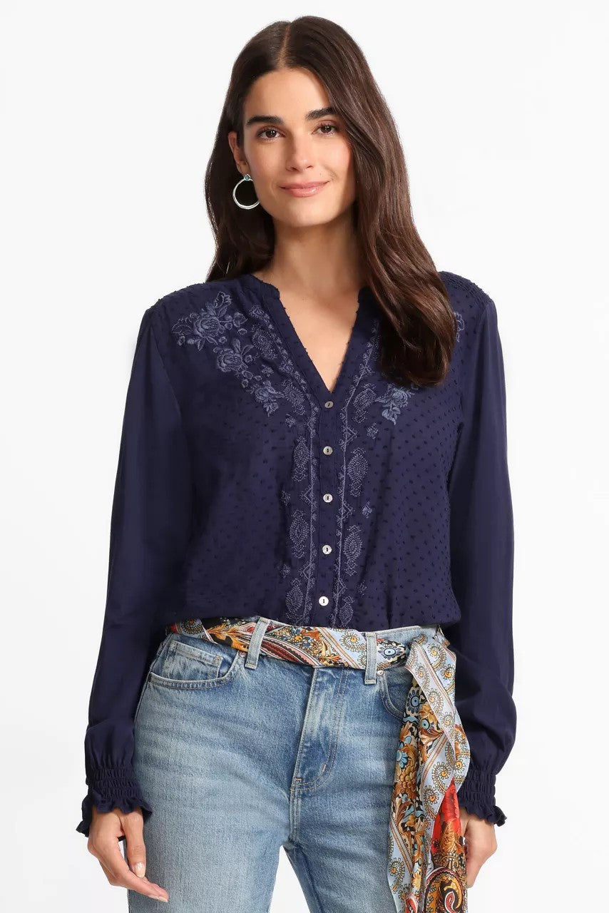Johnny Was MIXED MEDIA HI LO SHIRT