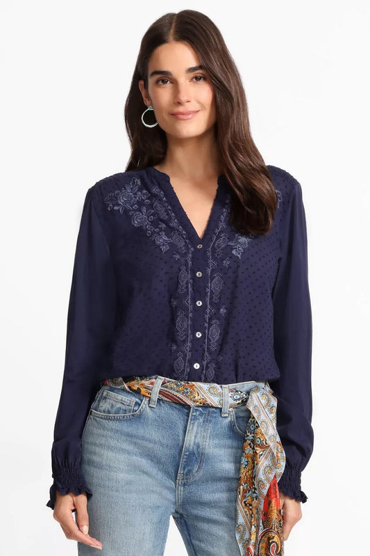 Johnny Was MIXED MEDIA HI LO SHIRT