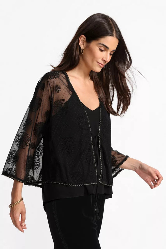 Johnny Was MERTINA EMBROIDERED MESH BOLERO