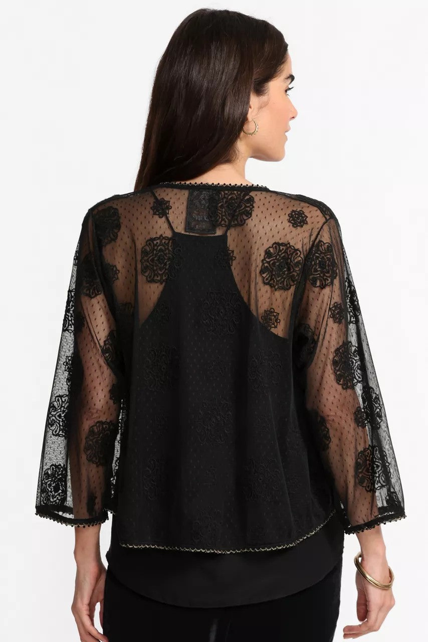 Johnny Was MERTINA EMBROIDERED MESH BOLERO