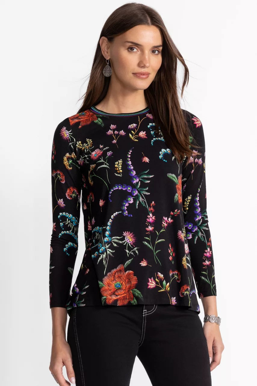 Johnny Was The Janie Favorite Long Sleeve Crew Neck Swing Tee