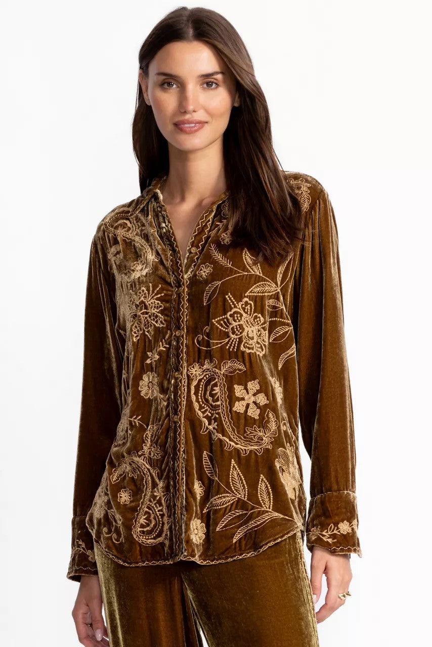 Johnny Was VELVET RELAXED SEAMED SHIRT