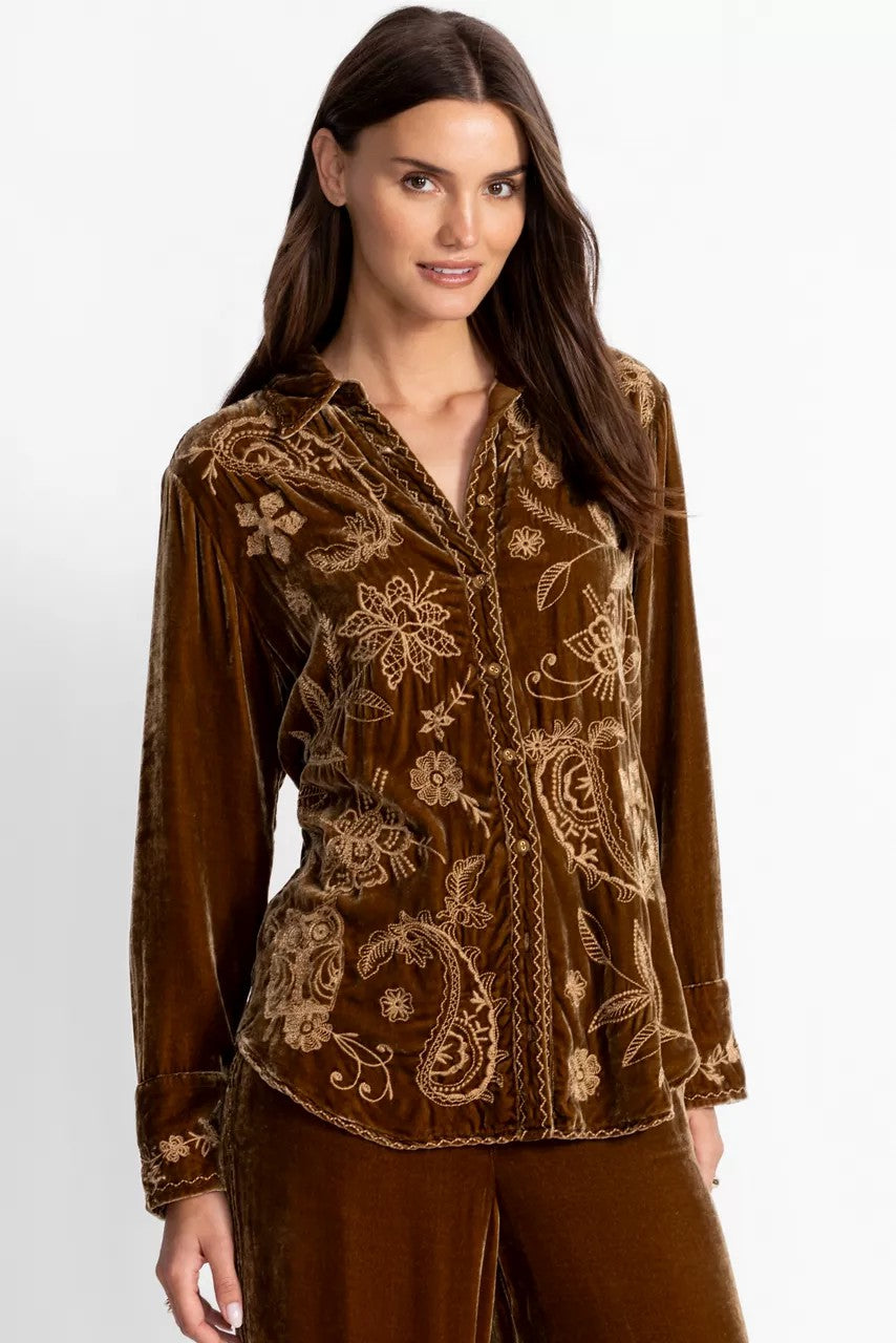 Johnny Was VELVET RELAXED SEAMED SHIRT