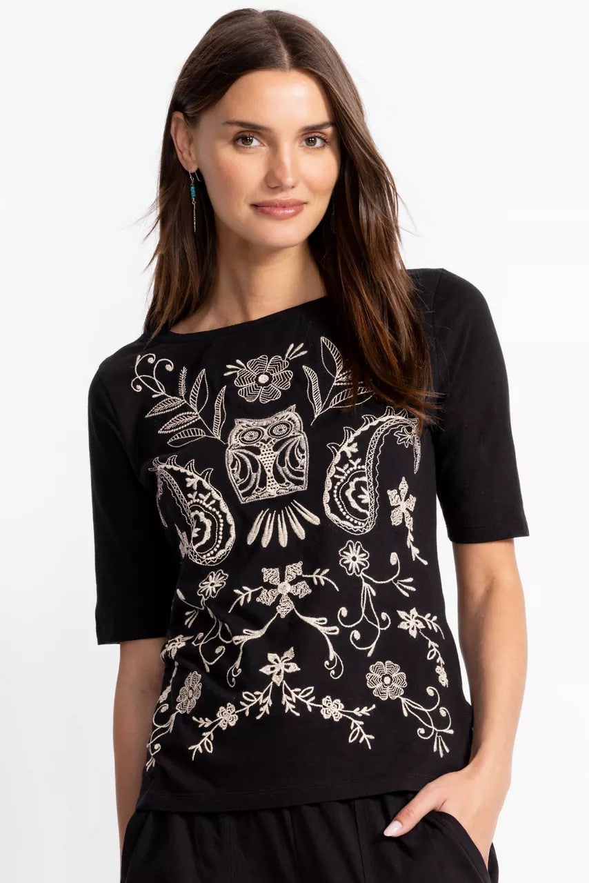 Johnny Was ELBOW SLEEVE BOAT NECK TEE
