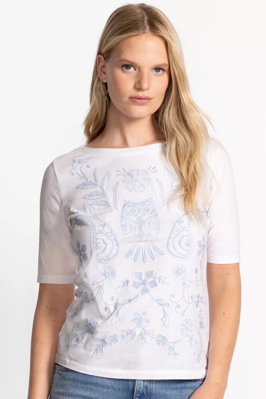Johnny Was ELBOW SLEEVE BOAT NECK TEE