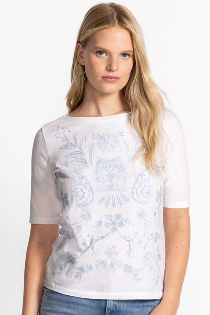 Johnny Was ELBOW SLEEVE BOAT NECK TEE