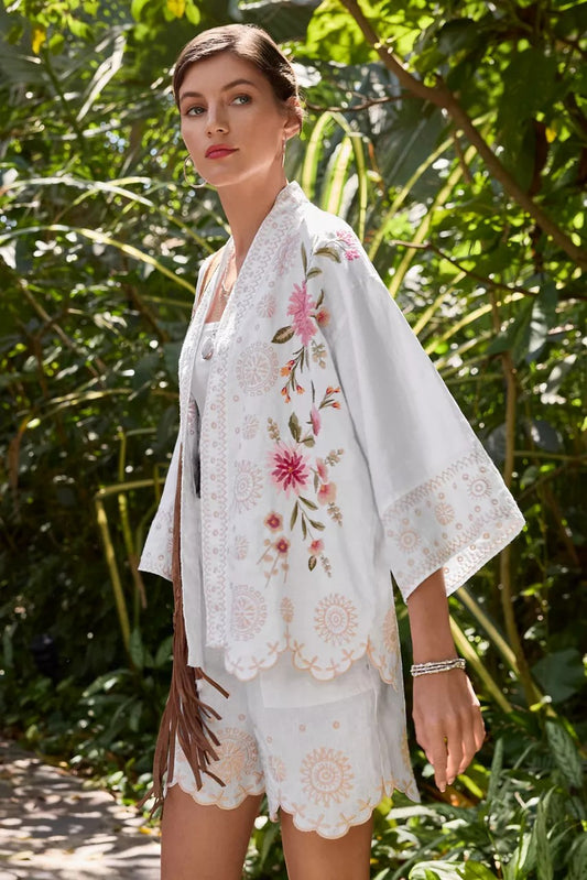 Johnny Was LINEN CROPPED KIMONO