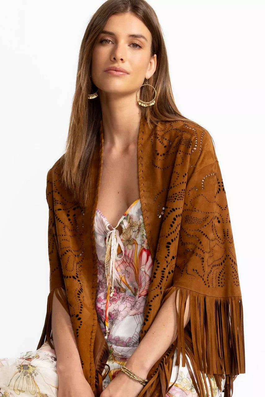 Johnny Was LASER CUT ITALIAN SUEDE PONCHO
