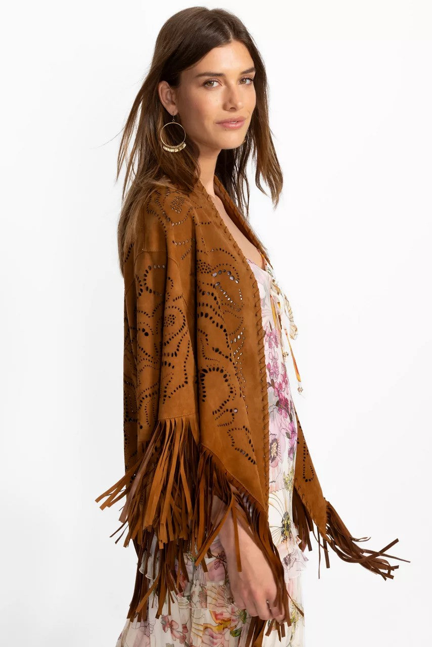 Johnny Was LASER CUT ITALIAN SUEDE PONCHO