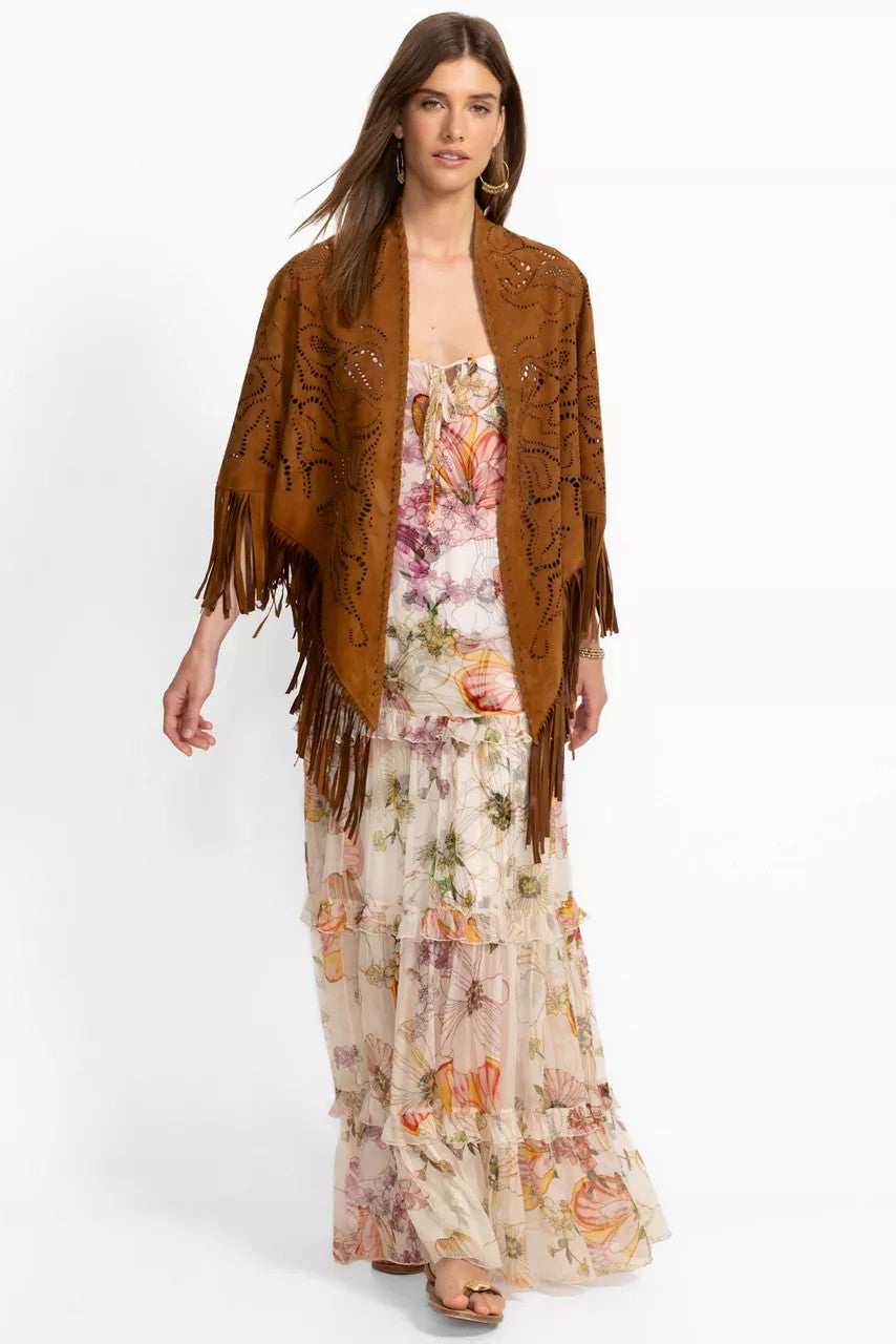 Johnny Was LASER CUT ITALIAN SUEDE PONCHO