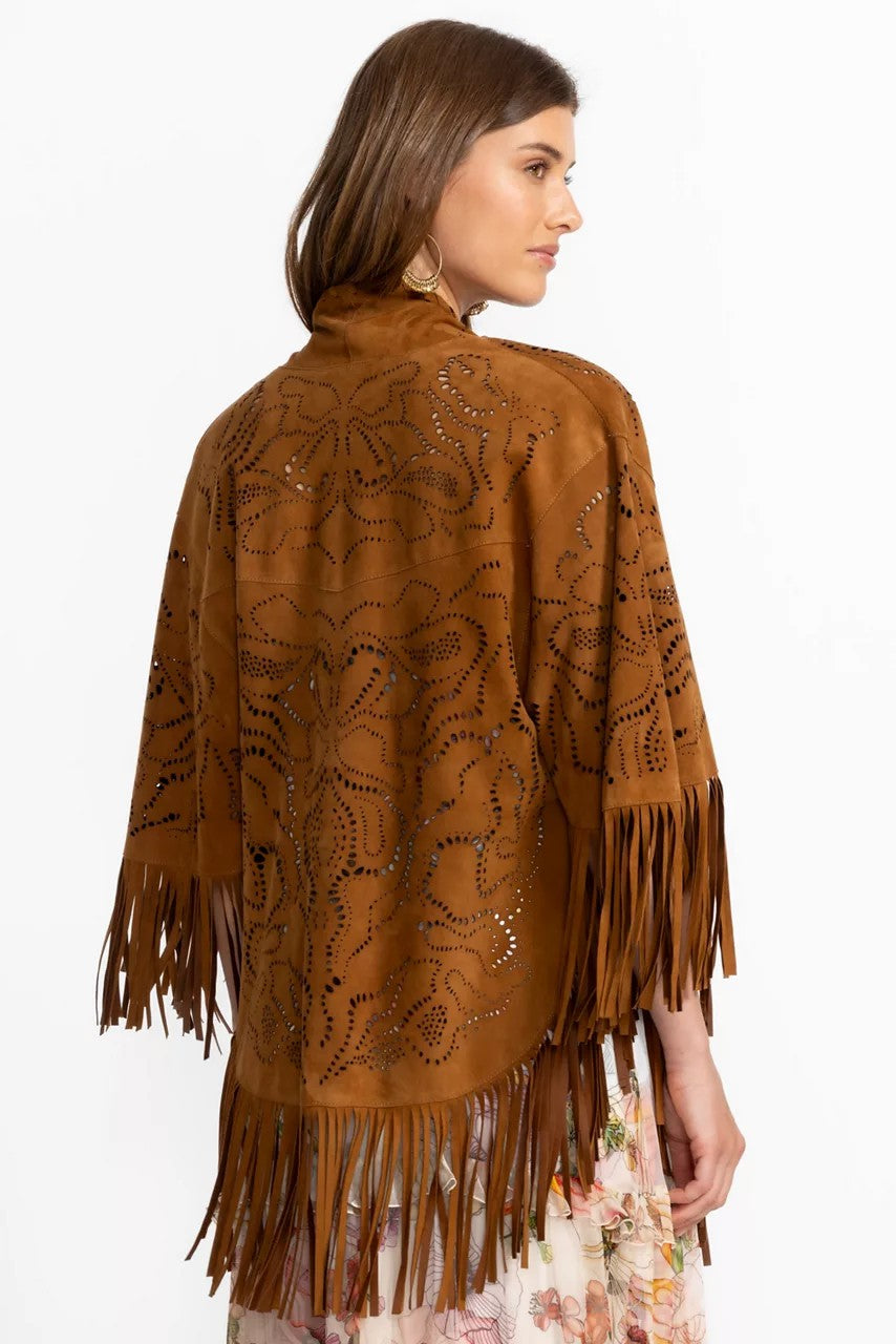 Johnny Was LASER CUT ITALIAN SUEDE PONCHO