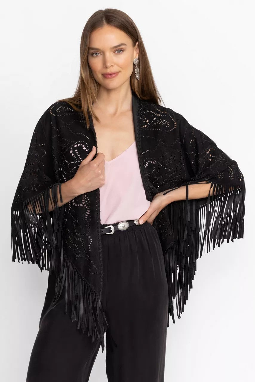 Johnny Was LASER CUT SUEDE PONCHO