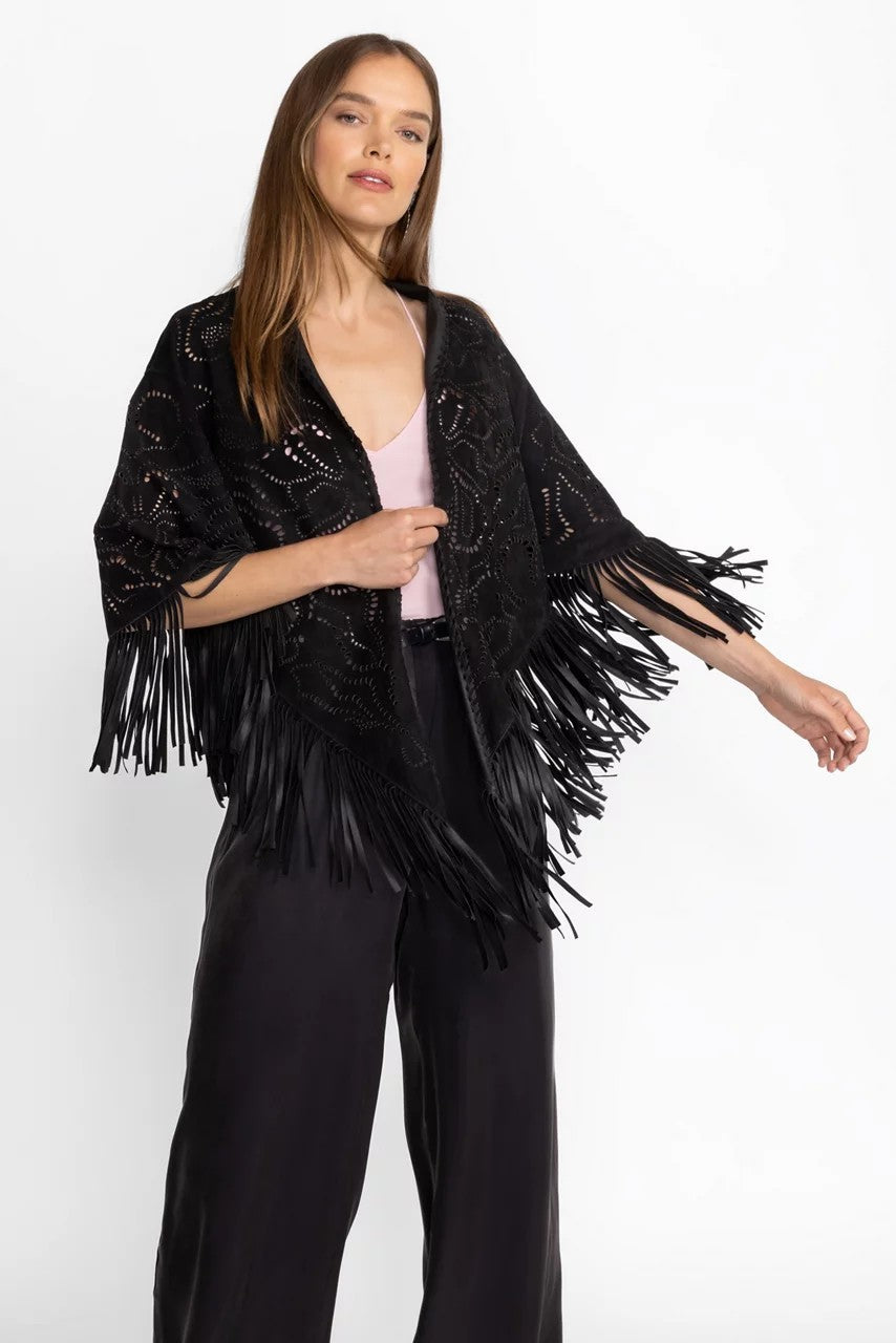 Johnny Was LASER CUT SUEDE PONCHO