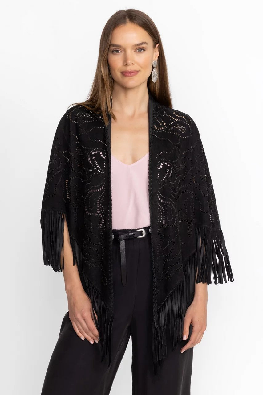 Johnny Was LASER CUT SUEDE PONCHO