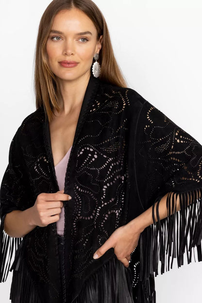 Johnny Was LASER CUT SUEDE PONCHO