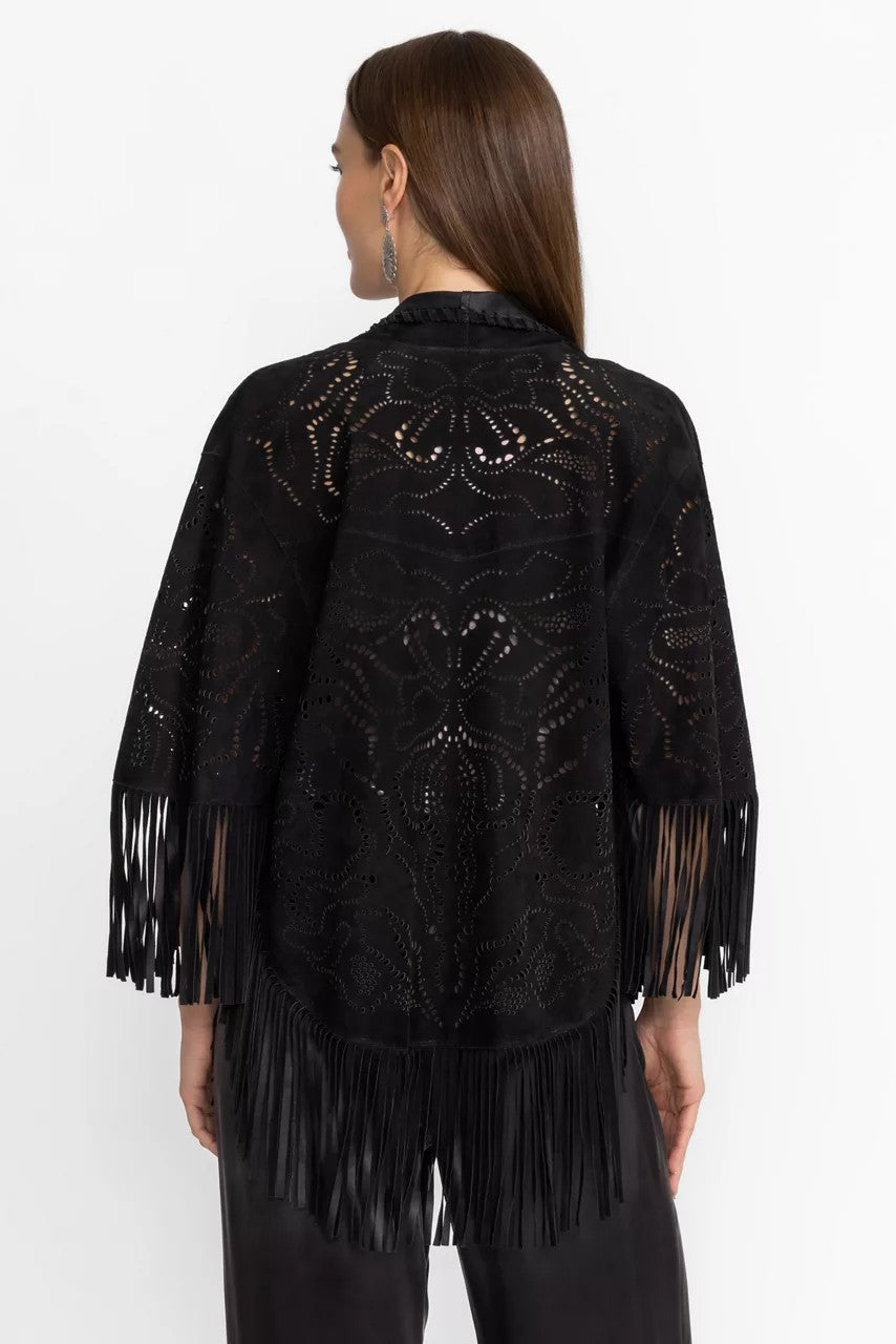 Johnny Was LASER CUT SUEDE PONCHO