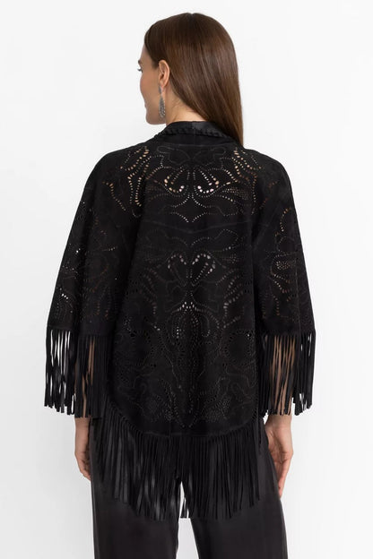 Johnny Was LASER CUT SUEDE PONCHO