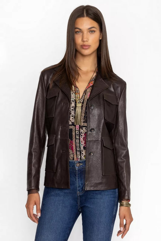 Johnny Was PATCH POCKET ITALIAN LEATHER JACKET
