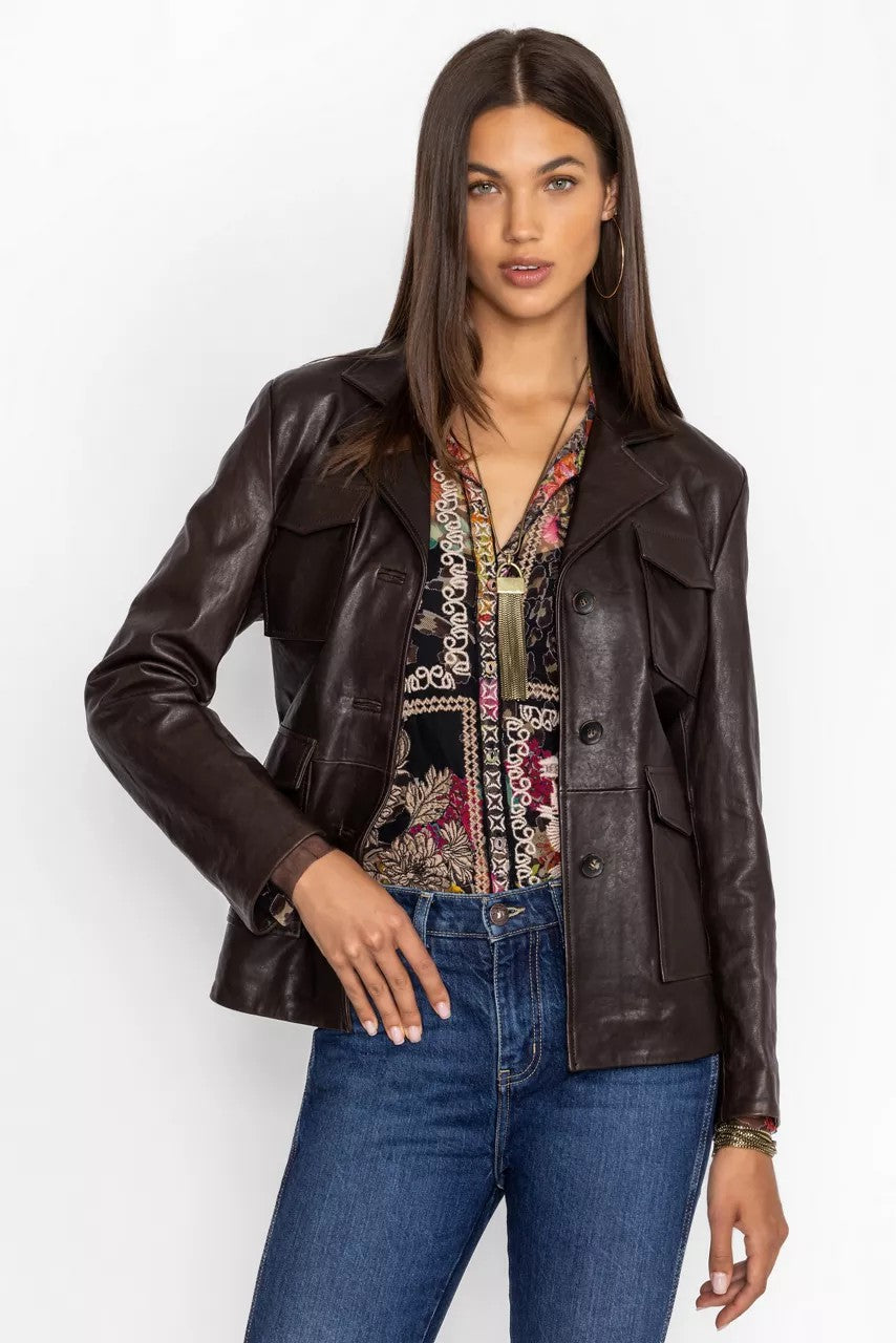 Johnny Was PATCH POCKET ITALIAN LEATHER JACKET