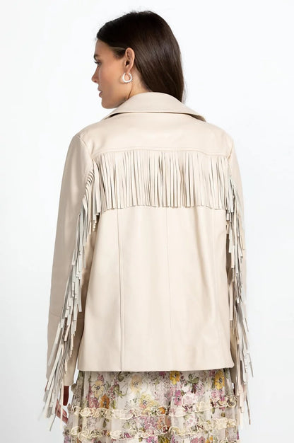 Johnny Was Frangia Leather Jacket