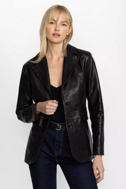 Johnny Was ITALIAN LEATHER CLASSIC BLAZER