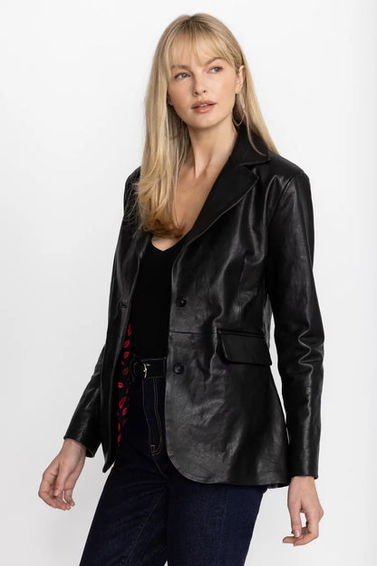 Johnny Was ITALIAN LEATHER CLASSIC BLAZER
