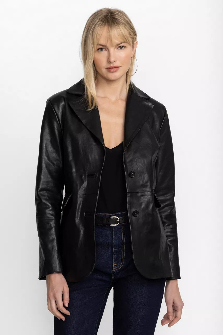 Johnny Was ITALIAN LEATHER CLASSIC BLAZER