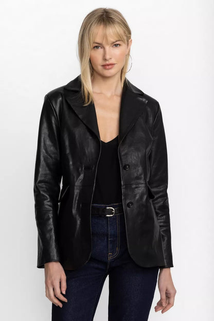 Johnny Was ITALIAN LEATHER CLASSIC BLAZER