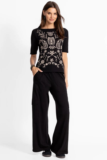 Johnny Was ELBOW SLEEVE BOAT NECK TEE