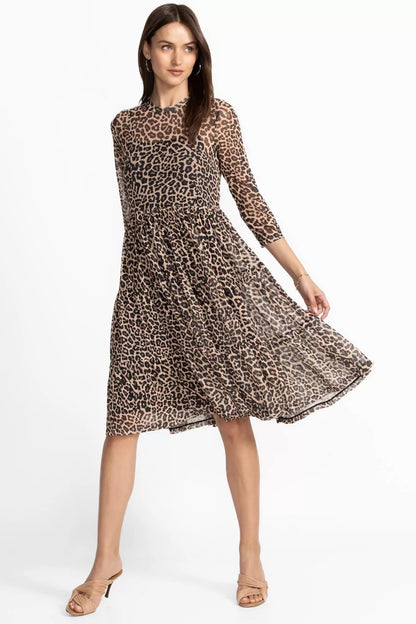 Johnny Was 3/4 SLEEVE MESH TIERED DRESS
