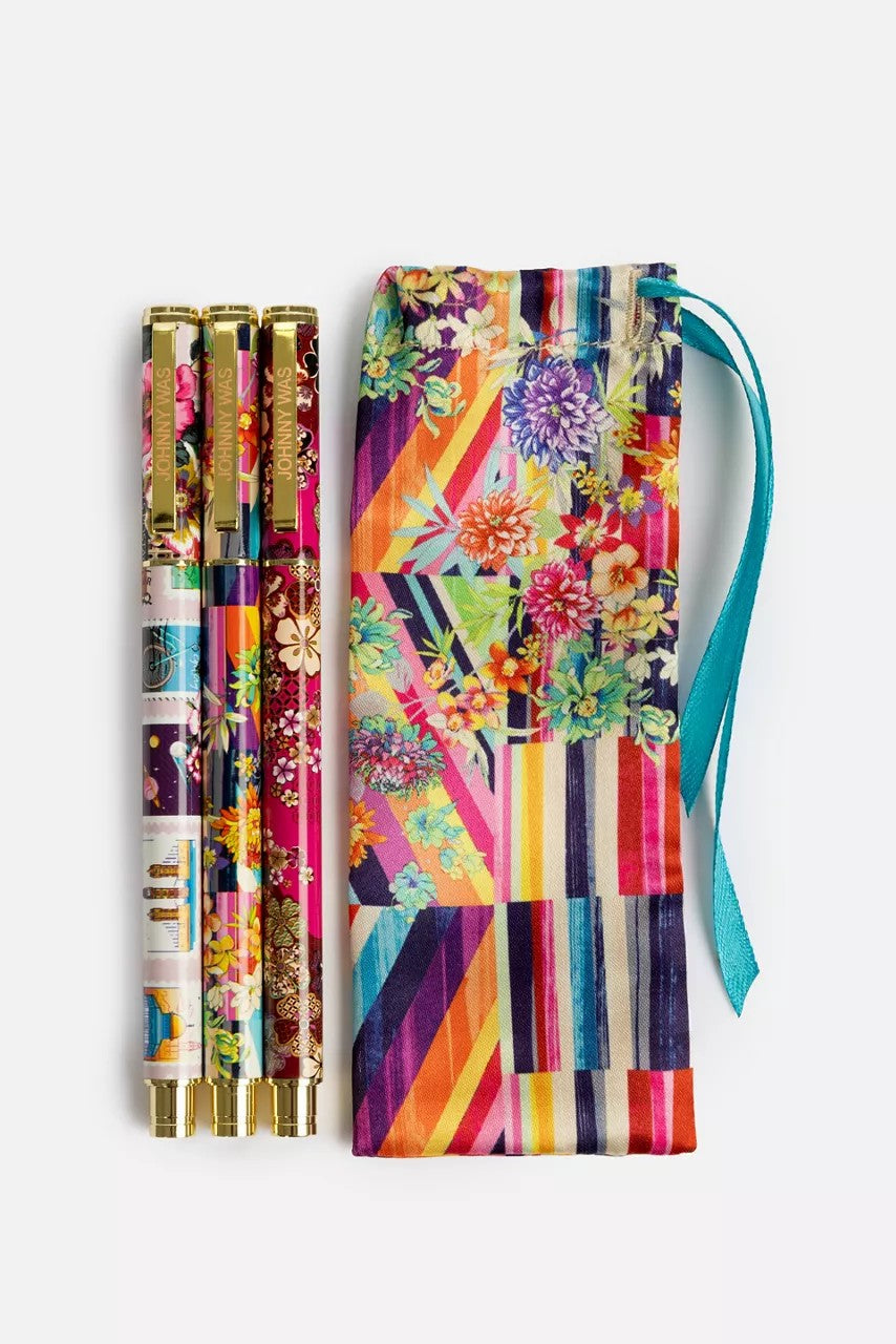 Johnny Was FLORAL STRIPE PEN SET