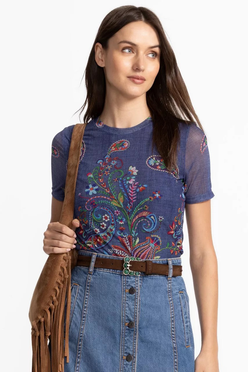 Johnny Was ELEANOR SHORT SLEEVE MESH TEE