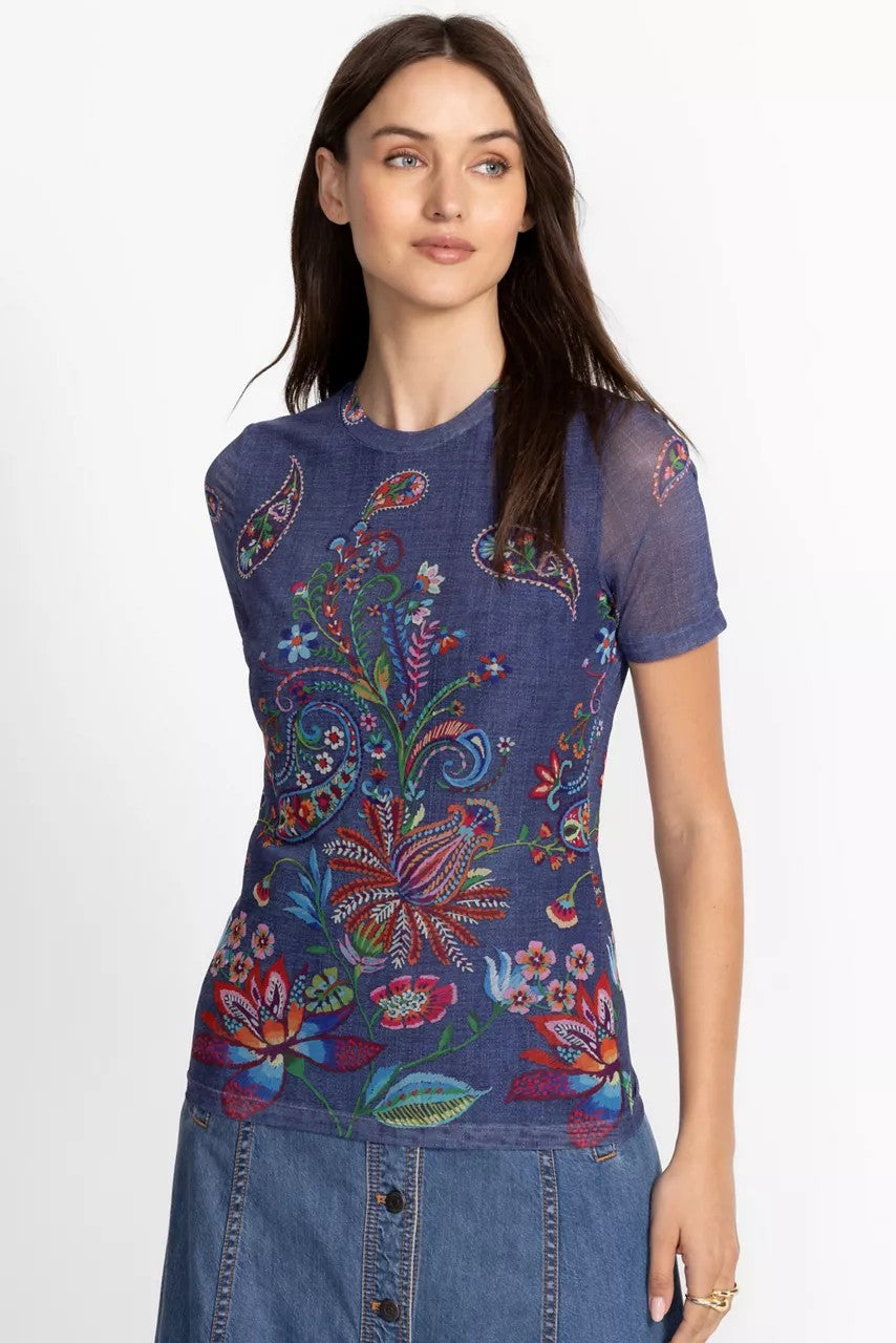Johnny Was ELEANOR SHORT SLEEVE MESH TEE