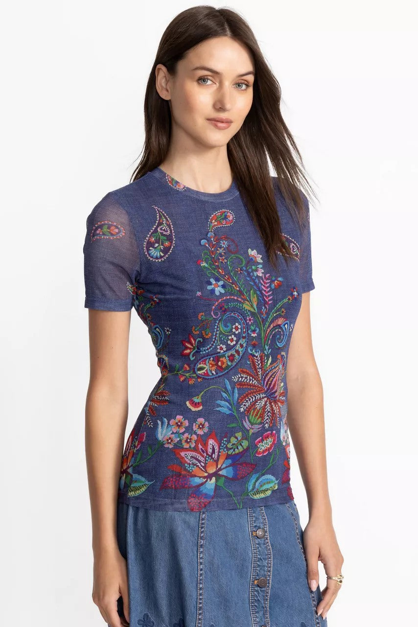 Johnny Was ELEANOR SHORT SLEEVE MESH TEE
