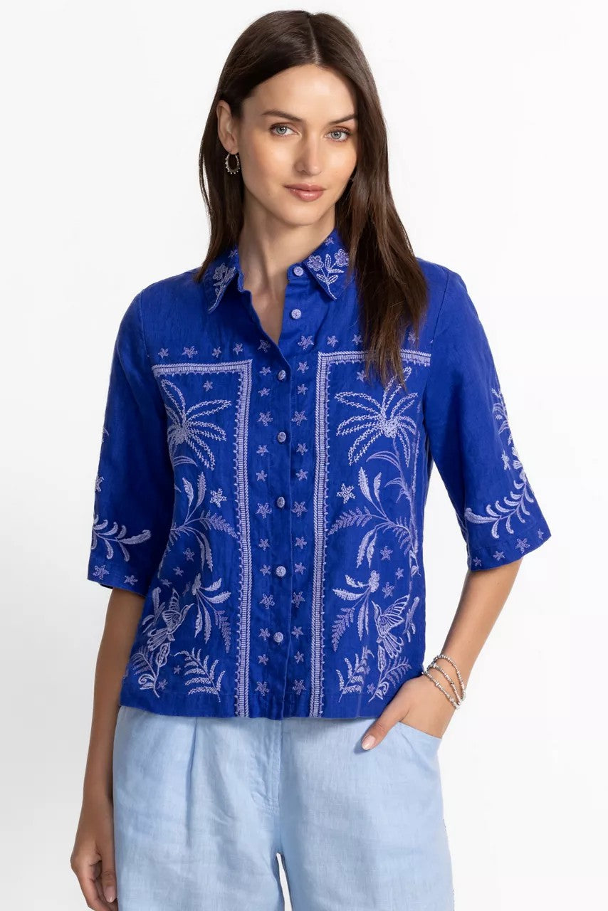 Johnny Was LINEN KIMONO SLEEVE SHIRT