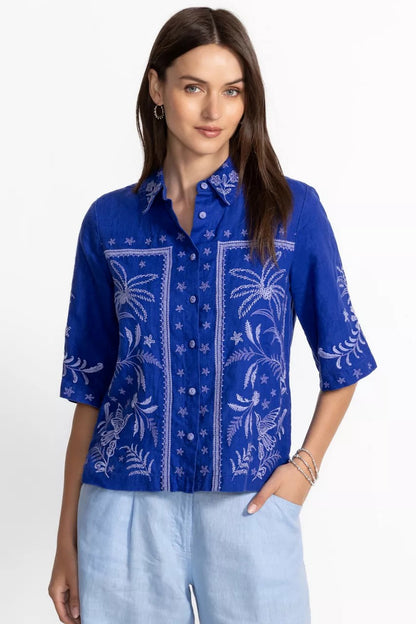 Johnny Was LINEN KIMONO SLEEVE SHIRT