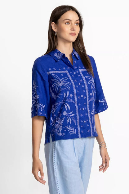 Johnny Was LINEN KIMONO SLEEVE SHIRT