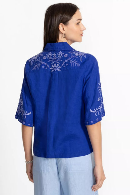 Johnny Was LINEN KIMONO SLEEVE SHIRT
