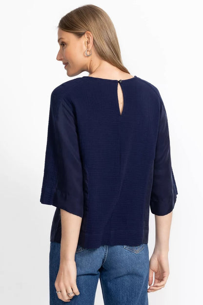 Johnny Was MIXED MEDIA DROP SHOULDER TOP
