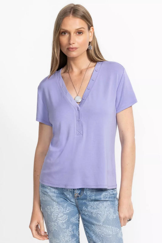 Johnny Was MODAL JERSEY BUTTON NECK TEE