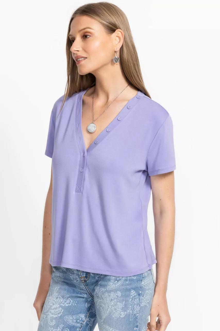 Johnny Was MODAL JERSEY BUTTON NECK TEE