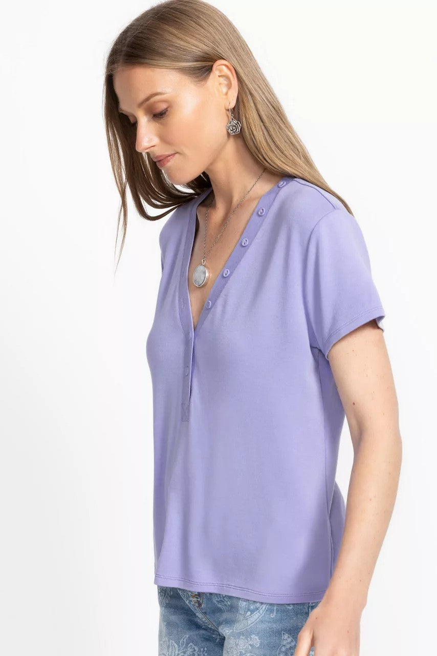 Johnny Was MODAL JERSEY BUTTON NECK TEE