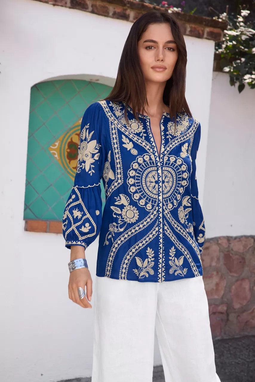 Johnny Was SCALLOP SLEEVE BLOUSE