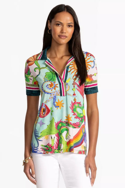 Johnny Was THE JANIE FAVORITE SHORT SLEEVE SWING POLO
